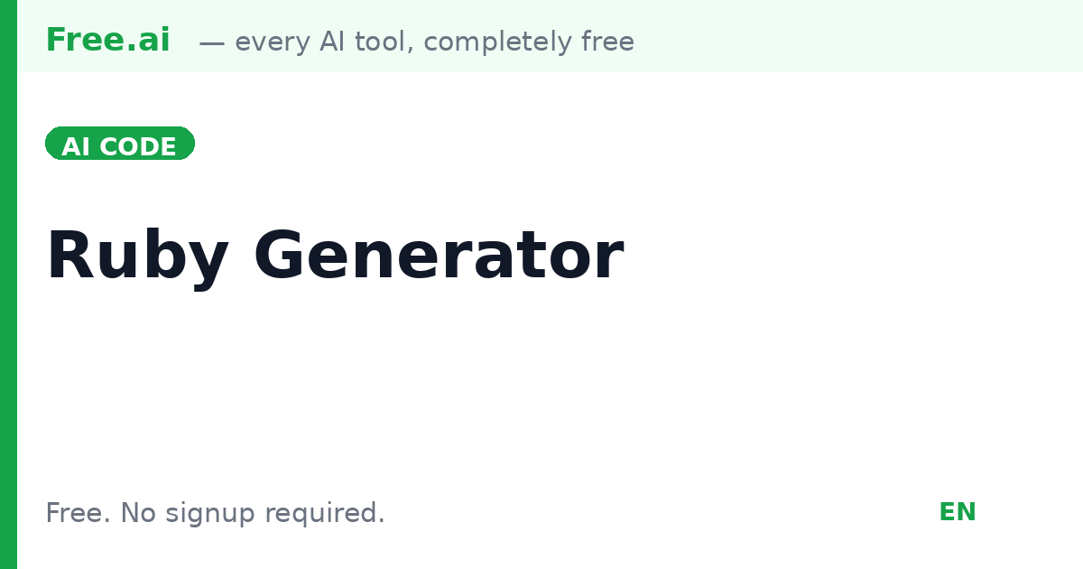 Free AI Ruby Code Generator | Free.ai